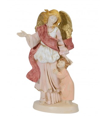 Ángel de la guardia con niña (880R) imitación de porcelana  31 cm.