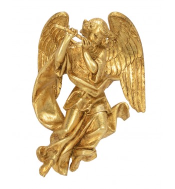 Ángel con flauta (467) pan de oro  17 cm