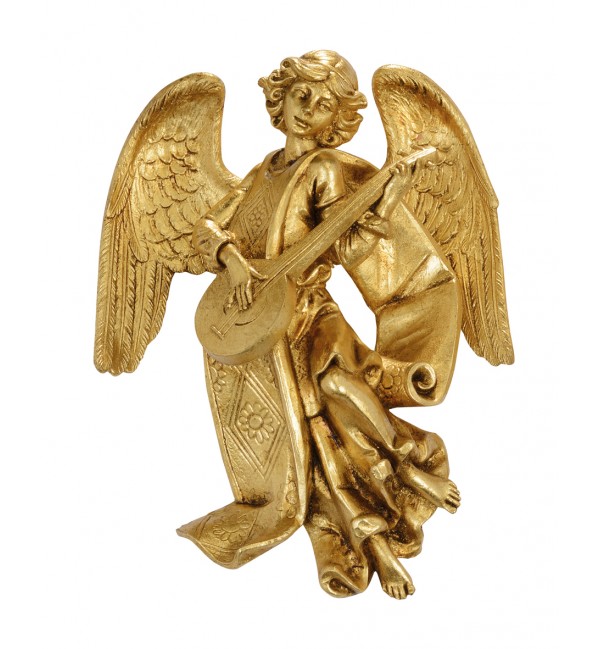 Ángel con mandolina (470) pan de oro  17 cm