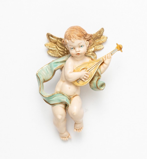 Ángel con mandolina (65) imitación de porcelana  11 cm