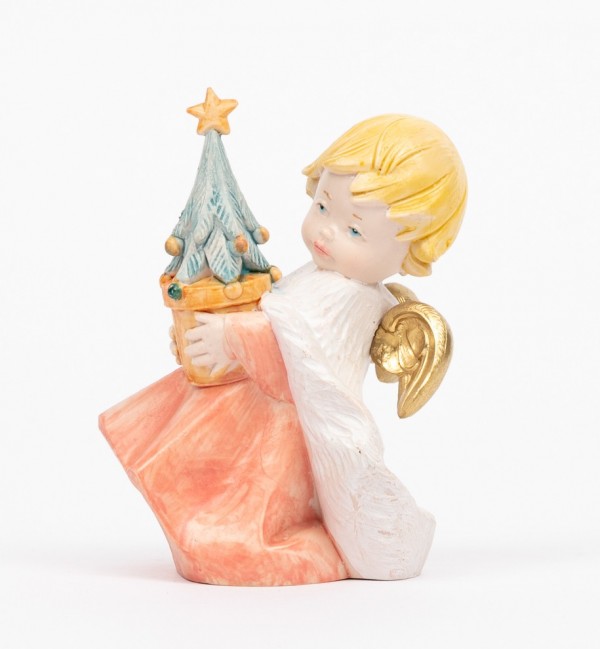 Ángel con arbol de Navidad (142) imitación de porcelana  10,5 cm