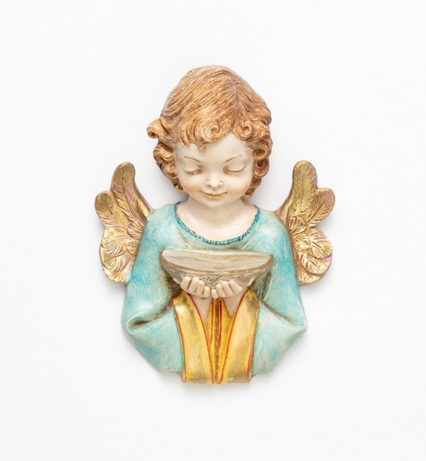 Ángel con pila de agua bendita(166) imitación de porcelana  20 cm