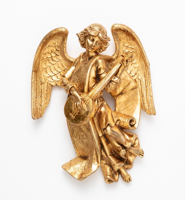 Ángel con mandolina (367) pan de oro  21 cm