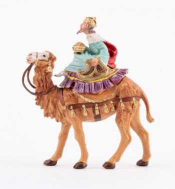 Rey montando un camello (8) para belén en color tradicional, 10 cm.