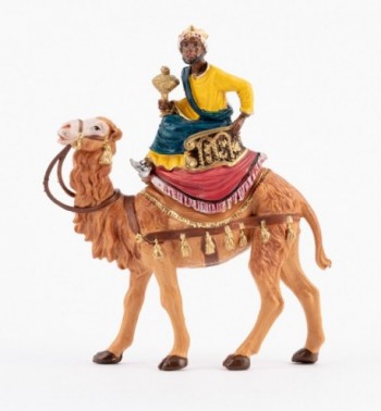 Rey montando un camello (9) para belén en color tradicional, 10 cm.