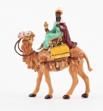 Rey montando un camello (10) para belén en color tradicional, 10 cm.