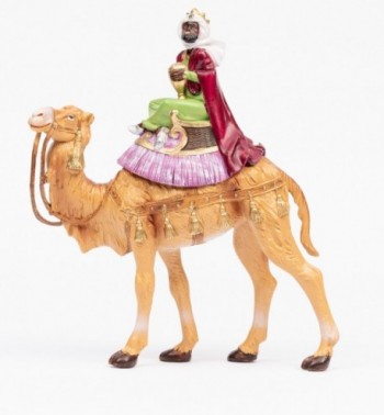 Rey montando camello (1) para belén en color tradicional, 19 cm.