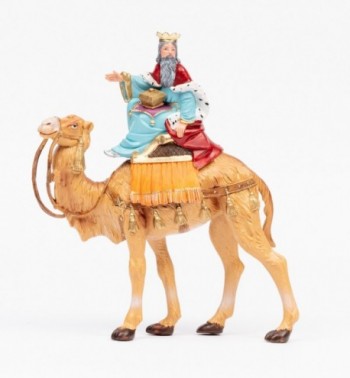 Rey montando camello (2) para belén en color tradicional, 19 cm.