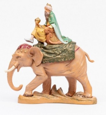 Rey montando elefante para belén 19 cm.