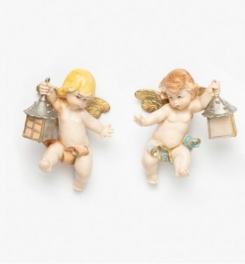 Ángeles con linternas (196-7) imitación de porcelana  7 cm.