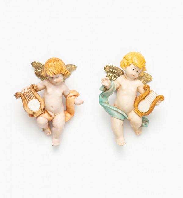 Ángeles  con lira(996-7) imitación de porcelana  7 cm.