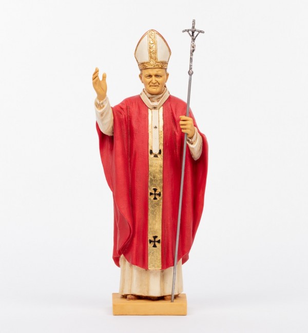 Papa Juan Pablo II vestimenta roja de resina  56 cm