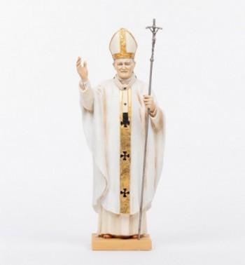 Papa Juan Pablo II vestimenta blanca de resina  56 cm