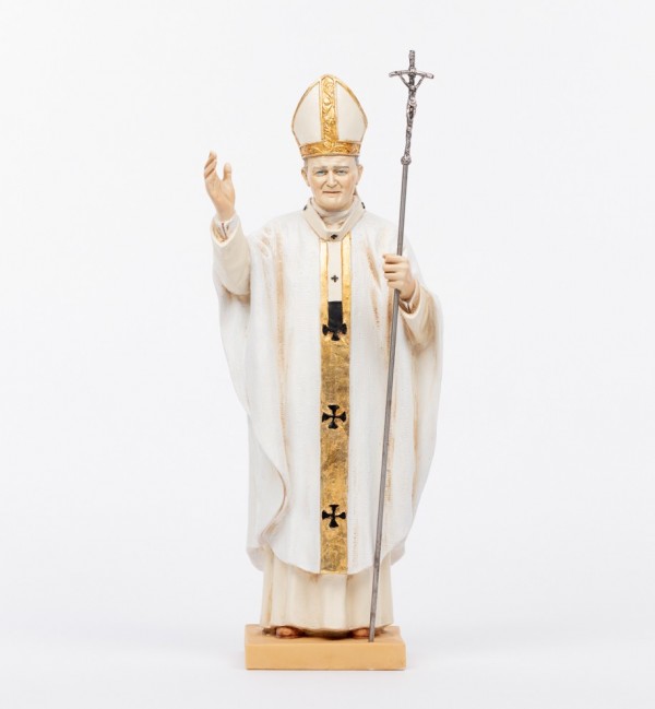 Papa Juan Pablo II vestimenta blanca de resina  56 cm