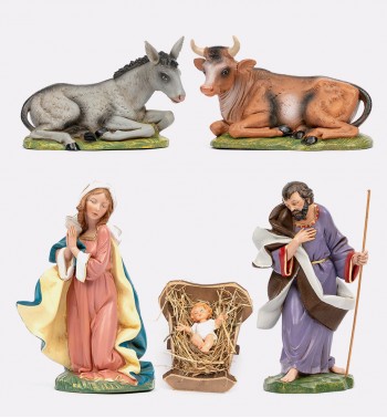 5 piezas Natividad para belén en color tradicional, 30 cm.