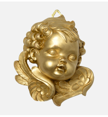 Cabeza de ángel izquierda (679) dorada 19 cm.